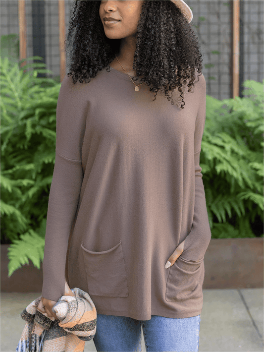 🎁Heißer Verkauf 49% RABATT⏳Langarm-Daumenloch-Pullover-Taschentunika🌹🌟