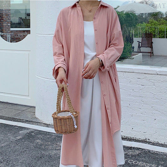 👗49% Rabatt💖 Einfarbiges, atmungsaktives Button-Down-Überkleid mit Revers🌹🌟