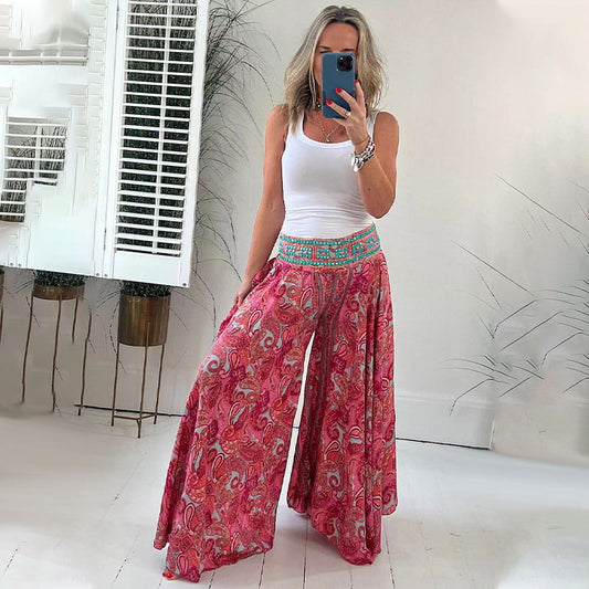 💝HEIßER VERKAUF💝Ethnische bedruckte Hose mit elastischem Bund, leichte Hose