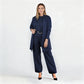 Elegantes 3-teiliges Set aus Longline-Cardigan, Top und Hose