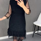 🔥Solange der Vorrat reicht 50% Rabatt!🎉Damenkleid mit Rundhalsausschnitt und einfarbigem Strass