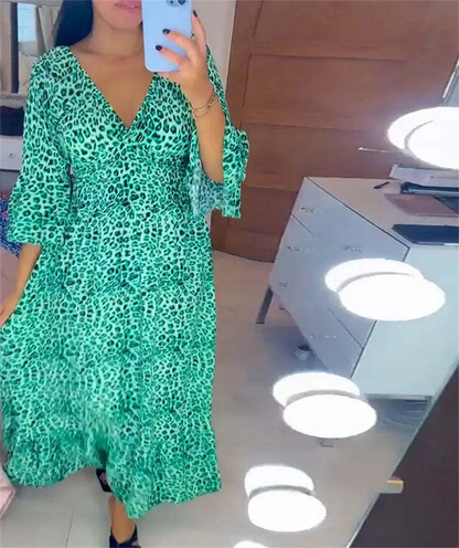 🌸Frühling Neu🎉👉Kleid mit Leopardenmuster💕👗
