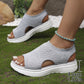 Atmungsaktive Plateau-Sandalen aus Strick für Damen