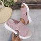 Atmungsaktive Plateau-Sandalen aus Strick für Damen