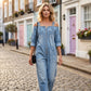 Weit geschnittener Overall mit weitem Bein und Taschen