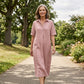 Damen lässiges Hemdkleid aus Leinen-Mischung