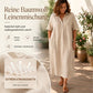 Damen lässiges Hemdkleid aus Leinen-Mischung