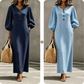 Lässiges Maxikleid mit V-Ausschnitt und Puffärmeln für Damen