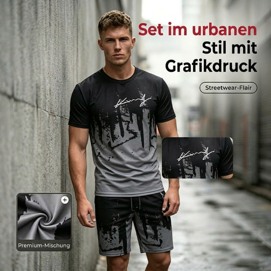 👕 JETZT 50% RABATT! 🔥 Herren-Set aus grafisch bedrucktem T-Shirt und Shorts – Weicher Stoff, auffälliges Design & perfekt für Sommertage ☀️