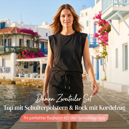 🌺🔥 50% RABATT ⏰ Modernes Damen-Set – ärmelloses Top & Rock mit Kordelzug ✨ luftig, stilvoll & perfekt für den Sommer ☀️