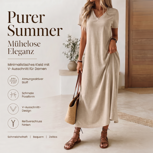 ⌛Zeitlich begrenztes Angebot – Damen Kurzarm V-Ausschnitt Maxikleid