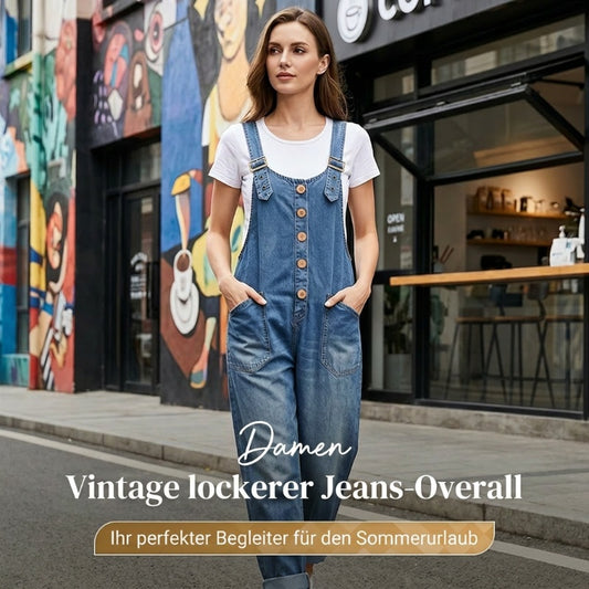 Women's Casual Baggy Denim Overalls with Pockets
