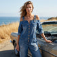 Weit geschnittener Overall mit weitem Bein und Taschen