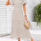 ⏰Sonderangebot: 49 % Rabatt👗Lässiges Maxikleid für Damen mit Blumenmuster, kurzen Flatterärmeln, Smokarbeit und hoher Taille