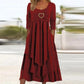 🏆👗 Tiered Midi Dress with Heart Accent – Figurschmeichelndes A-Linien-Design, luftiger Stoff & süßes Herzdetail – Perfekt für Reise & Feiern versandfrei