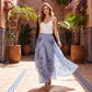 Bedruckte Damenhose mit weitem Bein und Kordelzug