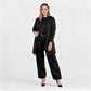 Elegantes 3-teiliges Set aus Longline-Cardigan, Top und Hose