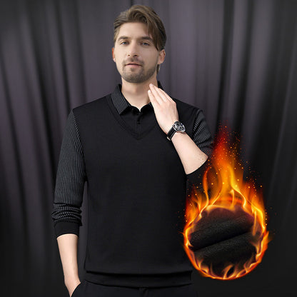 ⏳Zeitlich begrenzter 50 % Rabatt💥Herren Kragen Falsches Zwei-Teile Strickhemd