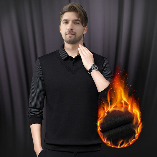 ⏳Zeitlich begrenzter 50 % Rabatt💥Herren Kragen Falsches Zwei-Teile Strickhemd