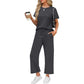 🌸Sommer-Sonderangebot: 50 % Rabatt💖Lässiges Lounge-Set für Damen mit kurzärmeliger, weit geschnittener, verkürzter Hose
