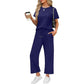 🌸Sommer-Sonderangebot: 50 % Rabatt💖Lässiges Lounge-Set für Damen mit kurzärmeliger, weit geschnittener, verkürzter Hose