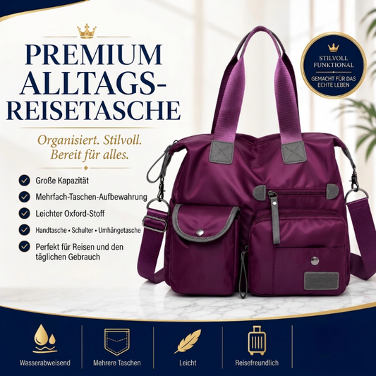 👜 LETZTER TAG 50% RABATT! Premium Alltags- & Reisetasche aus leichtem wasserabweisendem Oxford-Stoff, 3 Tragevarianten & viele Fächer