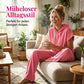 Gestreiftes Damen-Set: Kurzarm-Hoodie & Weitbein-Hose