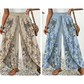 Bedruckte Damenhose mit weitem Bein und Kordelzug