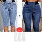 👖Damen hochtaillierte Denim-Caprihosen mit elastischem Bund – verkürzte Jeans
