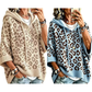 Gestrickter Hoodie mit Leopardenmuster für Damen