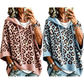 Gestrickter Hoodie mit Leopardenmuster für Damen