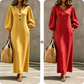 Lässiges Maxikleid mit V-Ausschnitt und Puffärmeln für Damen