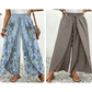 Bedruckte Damenhose mit weitem Bein und Kordelzug