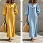 Lässiges Maxikleid mit V-Ausschnitt und Puffärmeln für Damen
