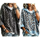 Gestrickter Hoodie mit Leopardenmuster für Damen