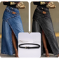 Damen Denim-Maxirock mit mehrlagiger Taille