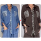 Set aus Pailletten-Bluse und Hose mit weitem Bein für Damen
