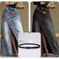 Damen Denim-Maxirock mit mehrlagiger Taille