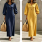 Lässiges Maxikleid mit V-Ausschnitt und Puffärmeln für Damen