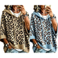 Gestrickter Hoodie mit Leopardenmuster für Damen