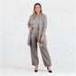 Elegantes 3-teiliges Set aus Longline-Cardigan, Top und Hose