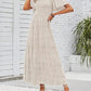 ⏰Sonderangebot: 49 % Rabatt👗Lässiges Maxikleid für Damen mit Blumenmuster, kurzen Flatterärmeln, Smokarbeit und hoher Taille