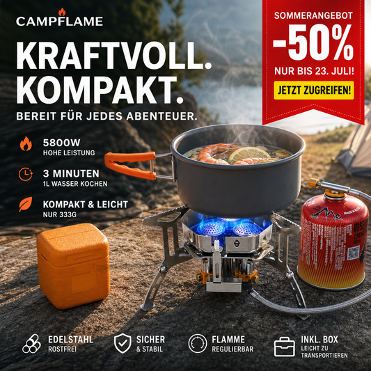 🔥 50% RABATT! 🏕️ Windfester Gasbrenner für Camping & Outdoor-Aktivitäten – Kompakt & leistungsstark – Ideal für Trekking, Picknick oder Notfall – zuverlässige Flamme bei Wind 🌬️