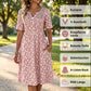 🎉2026er Neuheit – 50% Rabatt nur für kurze Zeit!👗Lässiges V-Ausschnitt-Kleid für Damen mit Print & Taschen