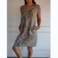 🌷50% RABATT❤️‍🔥Bedrucktes Kleid mit Rundhalsausschnitt aus Baumwolle und Leinen für Frauen