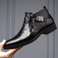 👞Kostenloser Versand👞Herren-Lederstiefeletten mit doppeltem seitlichem Reißverschluss und spitzer Zehenpartie