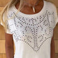👚50% Rabatt💕Unifarbenes, kurzärmeliges Damen-T-Shirt mit heißem Aufdruck und ausgefranstem Saum