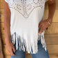 👚50% Rabatt💕Unifarbenes, kurzärmeliges Damen-T-Shirt mit heißem Aufdruck und ausgefranstem Saum
