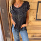 👚50% Rabatt💕Unifarbenes, kurzärmeliges Damen-T-Shirt mit heißem Aufdruck und ausgefranstem Saum