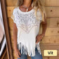 👚50% Rabatt💕Unifarbenes, kurzärmeliges Damen-T-Shirt mit heißem Aufdruck und ausgefranstem Saum